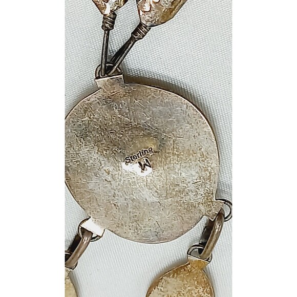 NAVAJO Bear Paw Shadow Box Turquoise W/Dangle Feathers Silver 925 Necklace - Picture 9 of 11